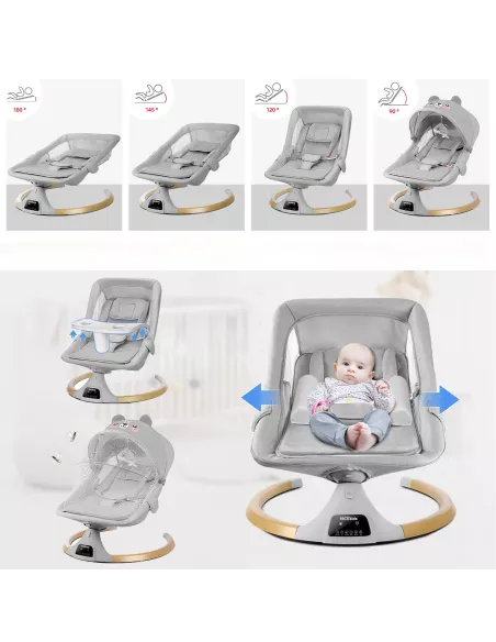 LEŻACZEK DLA NIEMOWLĄT BUJACZEK ELEKTRYCZNY NICEKIDS + PILOT BLUETOOTH