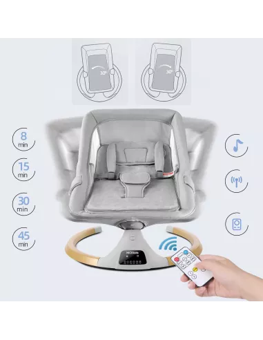 LEŻACZEK DLA NIEMOWLĄT BUJACZEK ELEKTRYCZNY NICEKIDS + PILOT BLUETOOTH