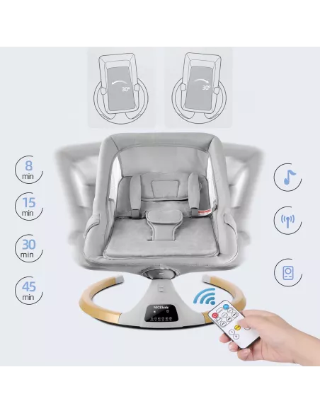 LEŻACZEK DLA NIEMOWLĄT BUJACZEK ELEKTRYCZNY NICEKIDS + PILOT BLUETOOTH