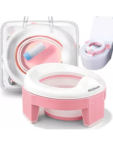 NICEKIDS nocnik antypoślizgowy 3w1 nakładka na wc sedes deskę sedesową różowy